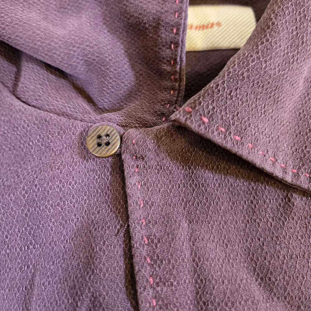 Tommy‎ Bahama Men's Silk Casual Wine Red Striped Shirt Sleeve Shirt Size Large